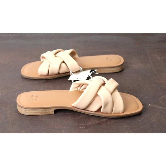 A New Day Women Tan Beige Crisscross Strap Slide Sandals Flats Size 6.5 - Picture 7 of 11
